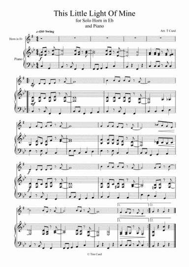 This Little Light of Mine for Horn in Eb and Piano (arr. Tim Curd)