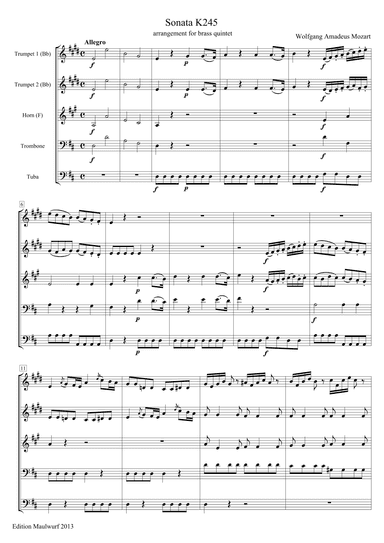 Sonata K245 (arr. Edition Maulwurf)