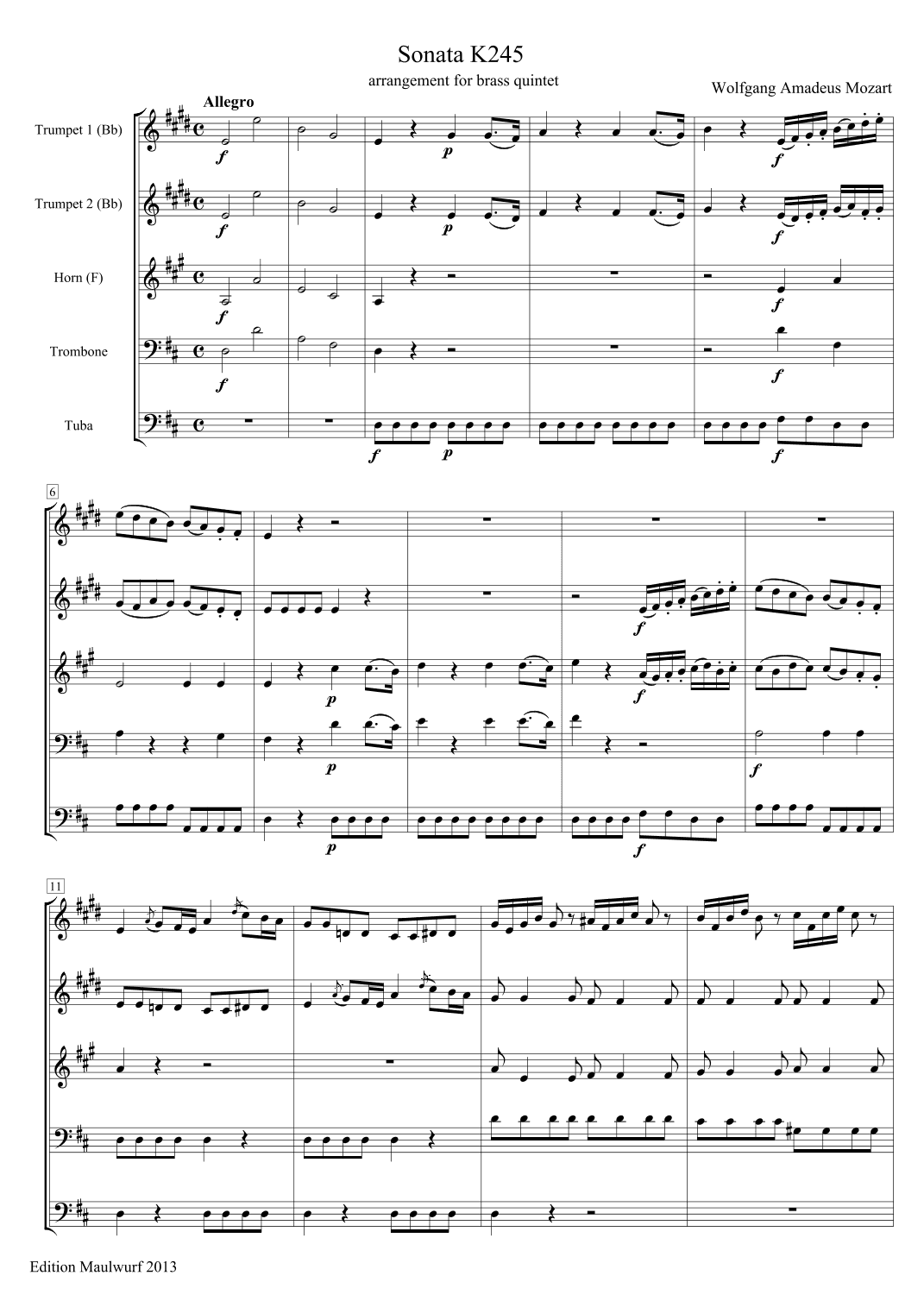 Sonata K245 (arr. Edition Maulwurf)