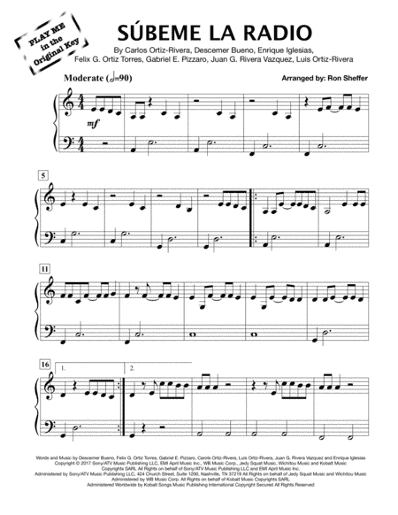 Subeme La Radio (arr. Ron Sheffer)