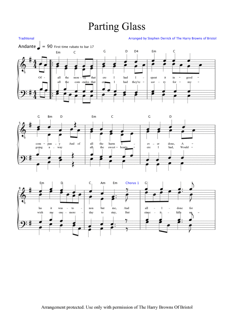 The Parting Glass (arr. Stephen Derrick)