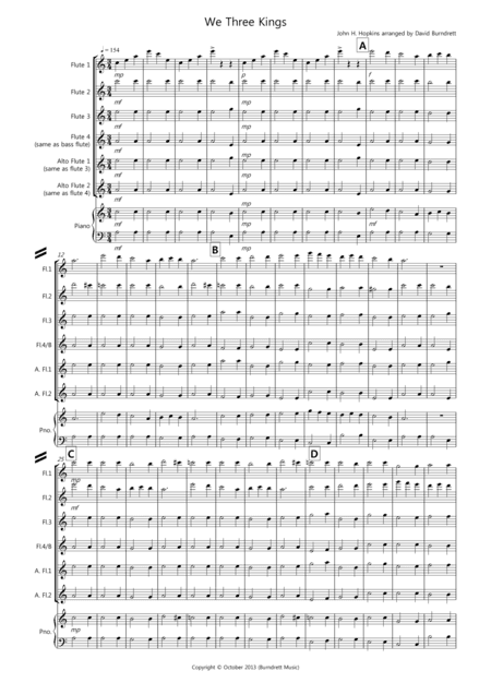 We Three Kings for Flute Quartet (arr. David Burndrett)