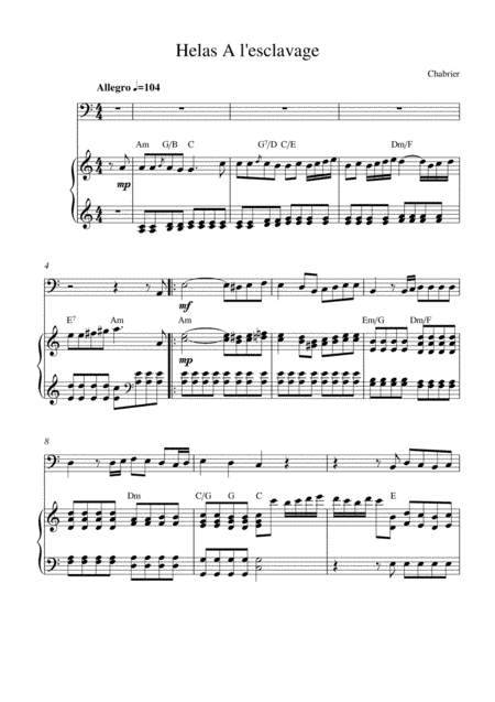 Helas! A l'esclavage (from Le roi malgré lui) (arr. Kaiserin Rebecca)