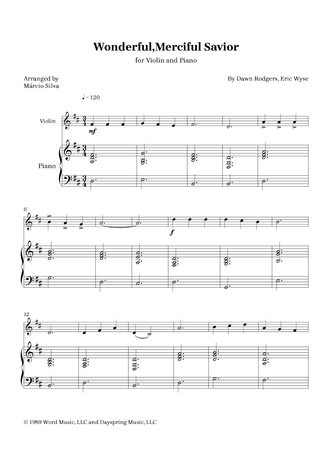 Wonderful, Merciful Savior (arr. Márcio Silva)