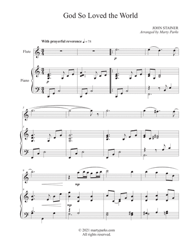 God So Loved the World (Flute-Piano) (arr. Marty Parks)