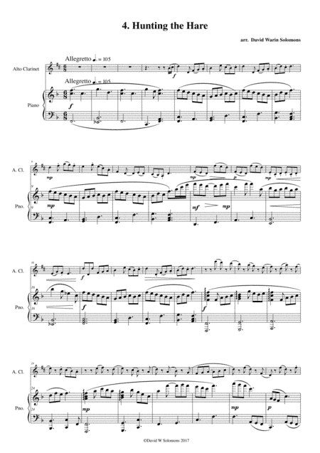 Folk Song Snapshots No 4 Hunting the Hare for alto clarinet and piano (arr. David Warin Solomons)
