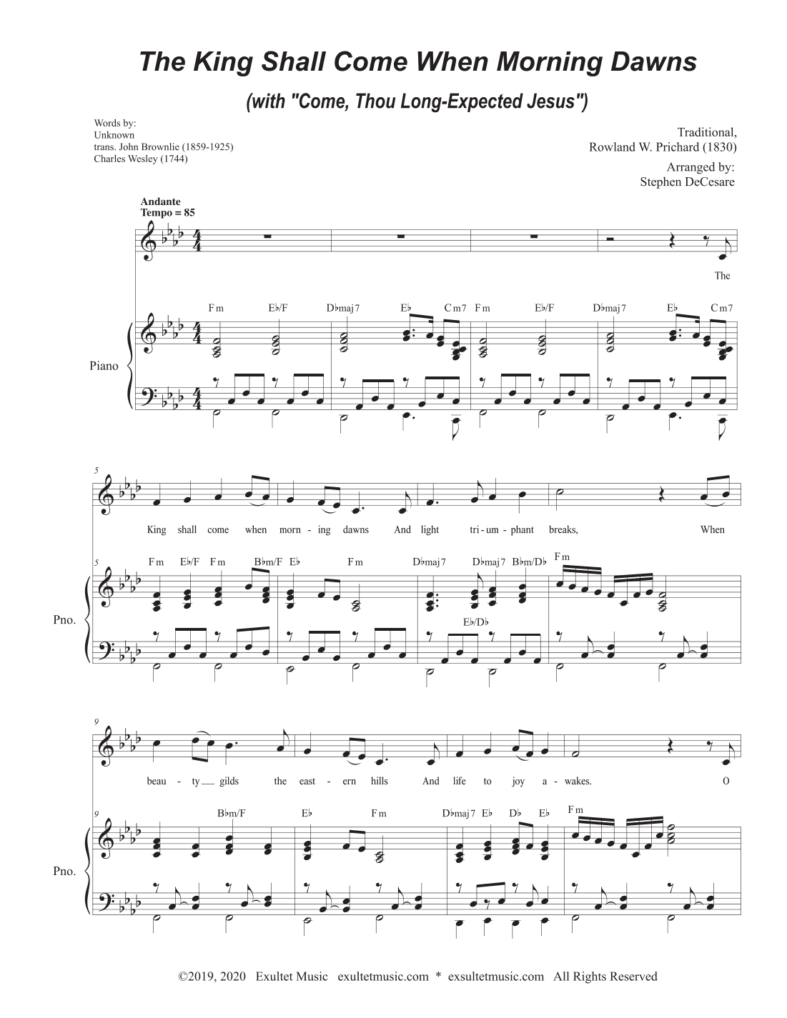The King Shall Come (with "Come, Thou Long-Expected Jesus") (Vocal Solo) (arr. Stephen DeCesare)