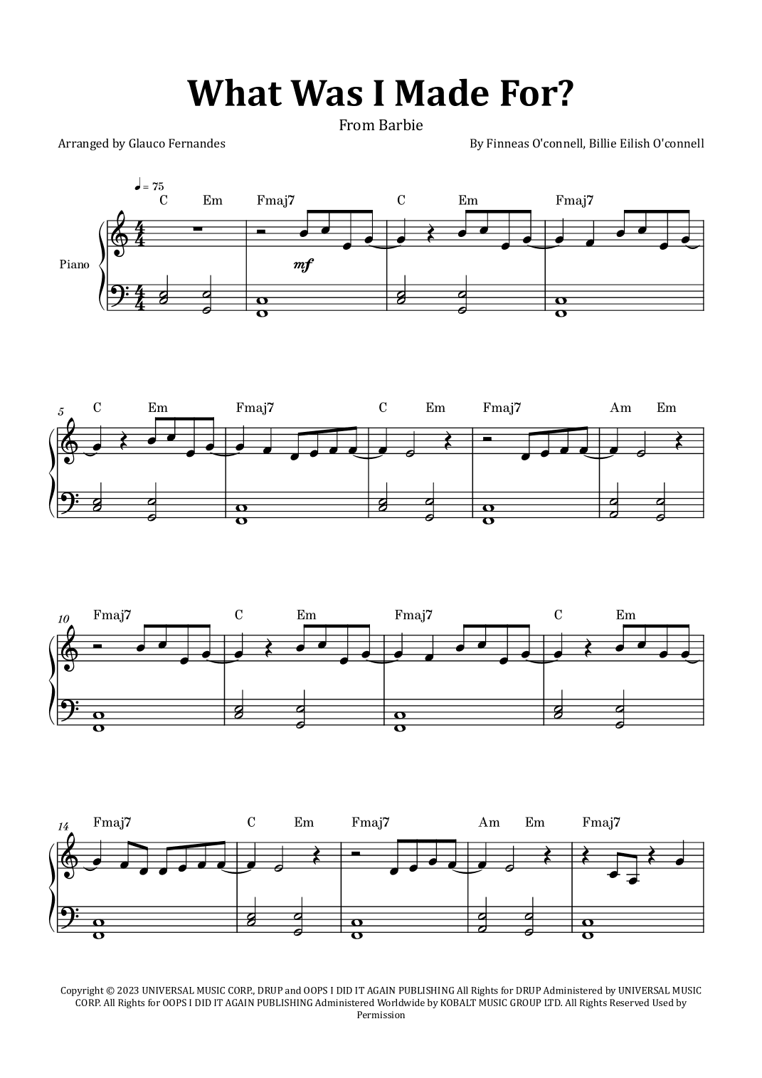 What Was I Made For? (arr. Glauco Fernandes)