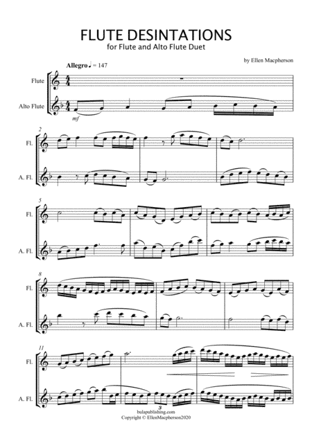 FLUTE DESTINATIONS - Alto Flute and Concert Flute Duet