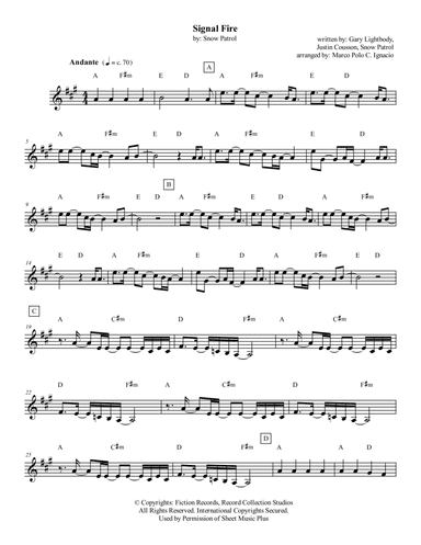 Signal Fire (arr. Marco Polo C. Ignacio)
