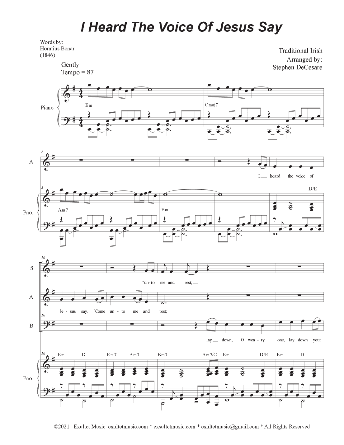 I Heard The Voice Of Jesus Say (SAB) (arr. Stephen DeCesare)