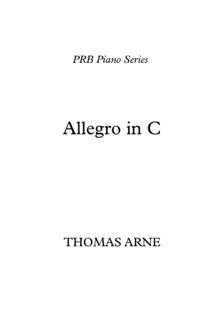 PRB Piano Series - Allegro in C (Arne) (arr. PRB Music)