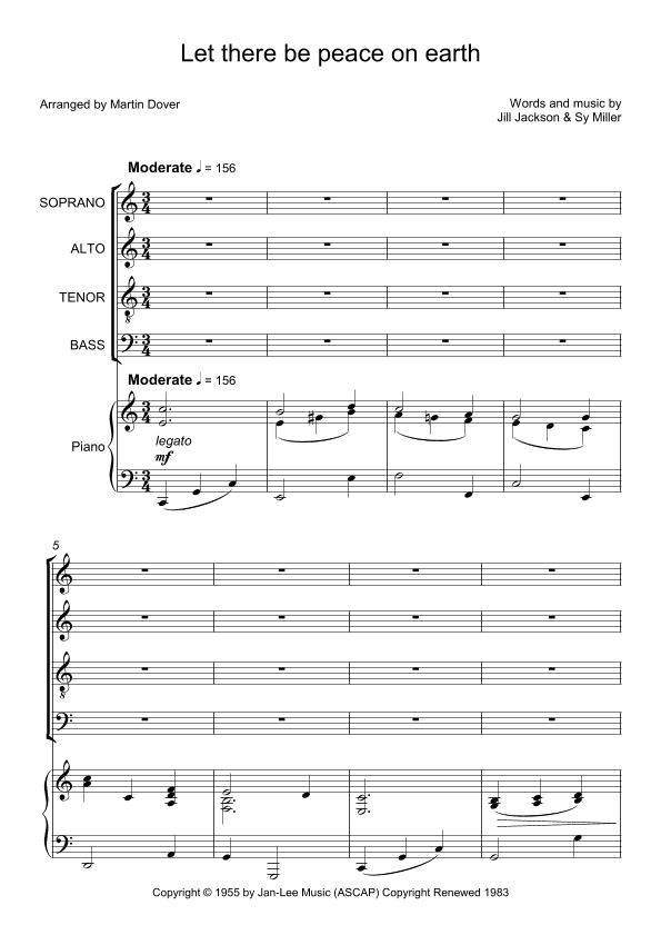 Let There Be Peace On Earth (arr. Martin Dover)