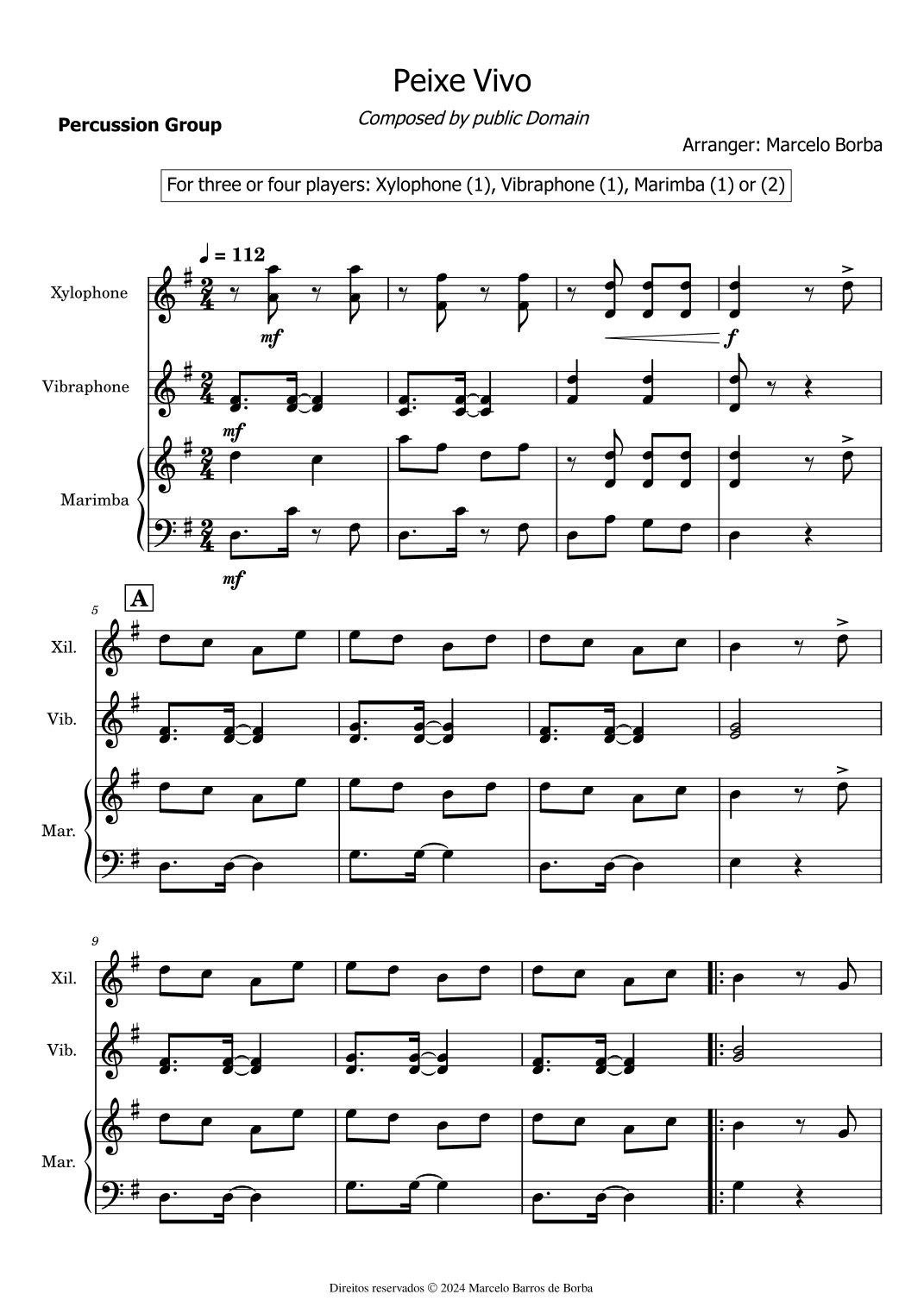 Peixe Vivo - Percussion Group (arr. Marcelo Borba)