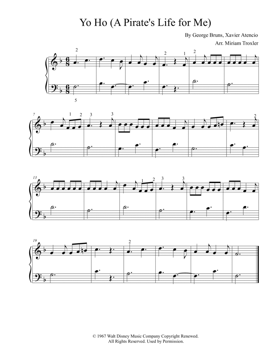 Yo Ho (a Pirate's Life For Me) (arr. Miriam Troxler)