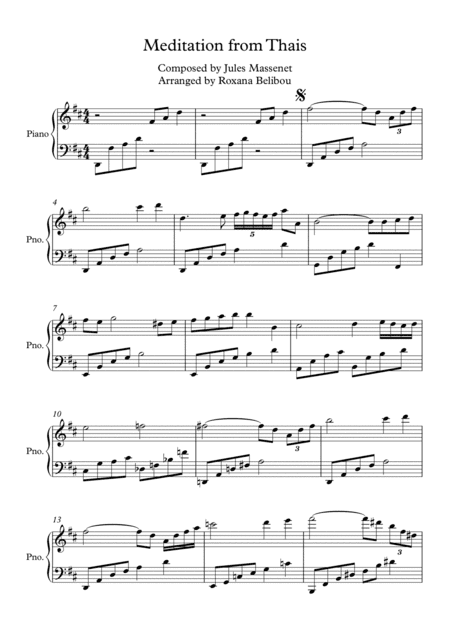 Meditation from Thais by J. Massenet Piano (arr. Roxana Belibou)