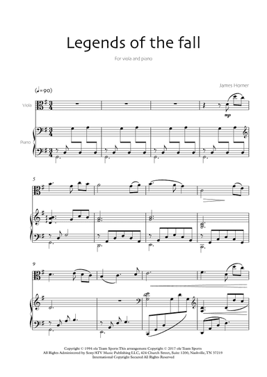 Legends Of The Fall (arr. Robin Wood Editions)