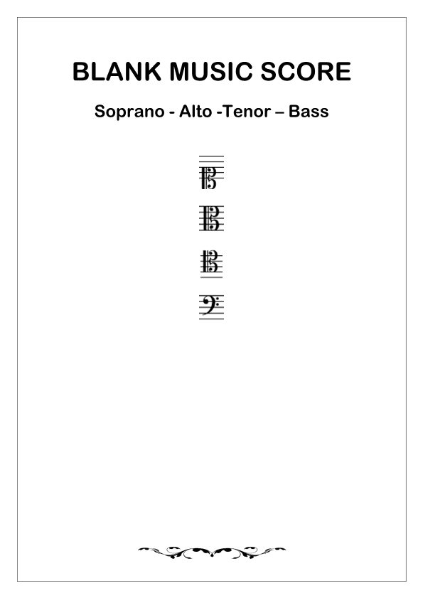 Blank Sheet Music for Soprano - Alto - Tenor - Bass (SATB)