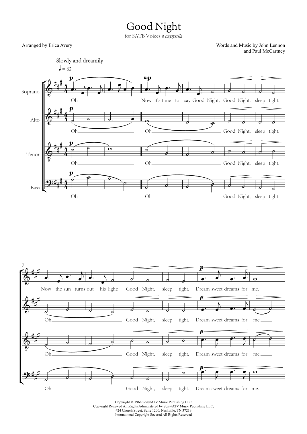 Good Night (arr. Arranged by Erica Avery)