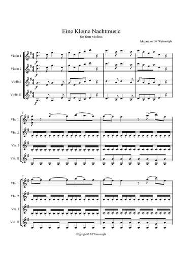 Eine Kleine Nachtmusic First Movement for 4 Violins (arr. D F Wainwright)