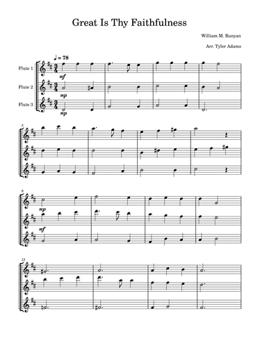 Great Is Thy Faithfulness (Flute Trio) (arr. Tyler Adams)