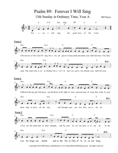 Psalm 89:Forever I Will Sing, (13th Sunday in Ordinary Time, Year A)