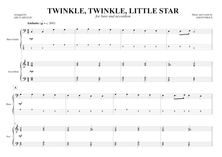 Twinkle Twinkle Little Star (arr. Art.o Artaud)