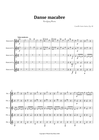 Danse Macabre by Camille Saint-Saens for French Horn Quintet (arr. Ander)