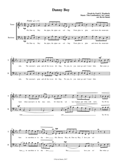 Danny Boy (Duet for Tenor and Baritone Singers) (arr. Kevin Smuts)