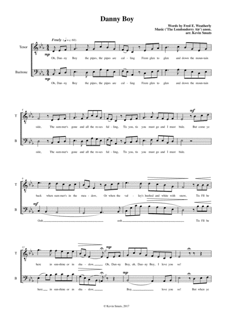 Danny Boy (Duet for Tenor and Baritone Singers) (arr. Kevin Smuts)