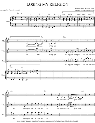 Losing My Religion (arr. Francois Monette)