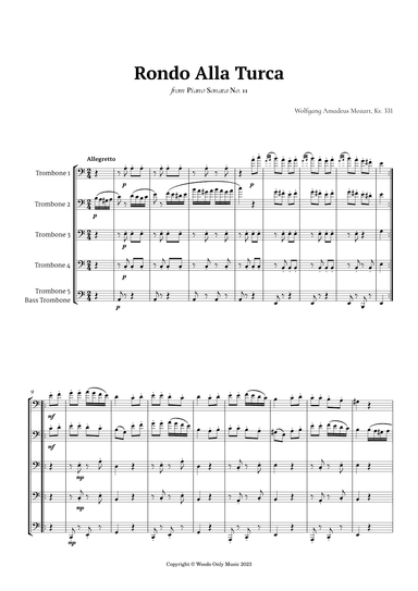 Rondo Alla Turca by Mozart for Trombone Quintet (arr. Ander)