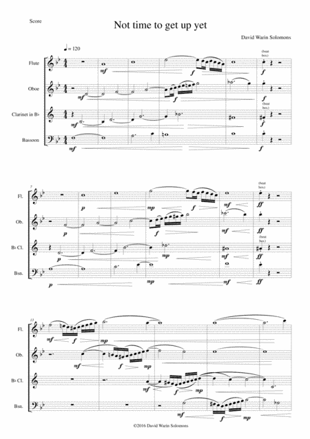 Not Time to Get Up Yet for wind quartet