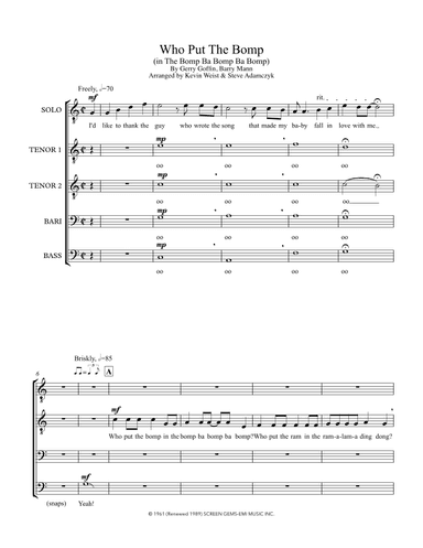 Who Put The Bomp (in The Bomp Ba Bomp Ba Bomp) (arr. Kite & String Music)