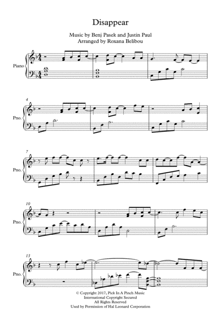Disappear (arr. Roxana Belibou)