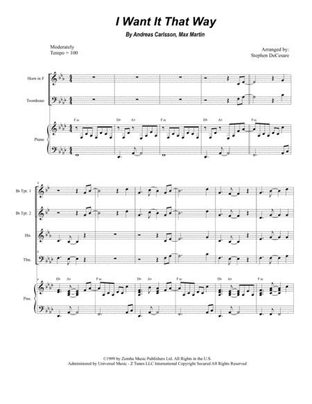 I Want It That Way (arr. Stephen DeCesare)