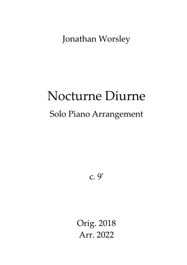 Nocturne Diurne - Solo Piano Arrangement