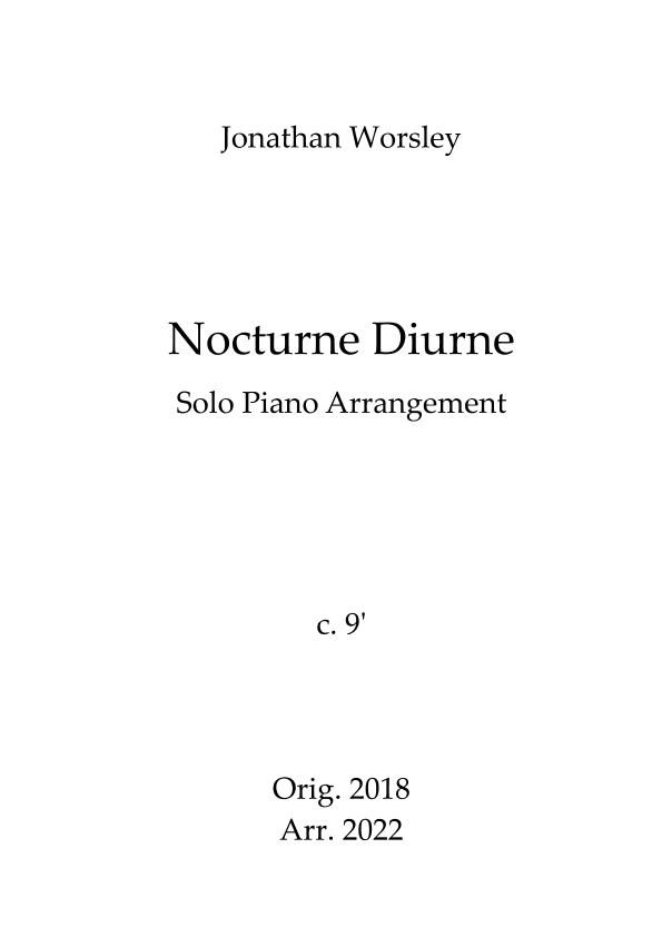 Nocturne Diurne - Solo Piano Arrangement
