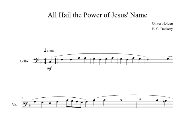 All Hail the Power of Jesus' Name (Cello Solo) (arr. B. C. Dockery)