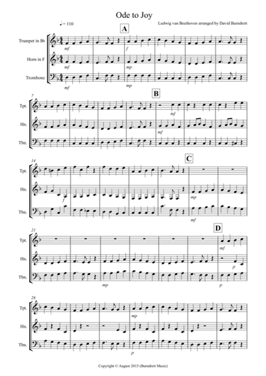 Ode to Joy for Brass Trio (arr. David Burndrett)
