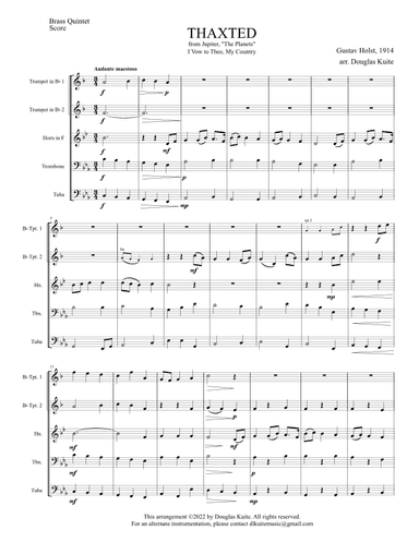 "THAXTED" from Jupiter, 'The Planets' / "I Vow to Thee, My Country" for brass quintet (arr. Douglas Kuite)