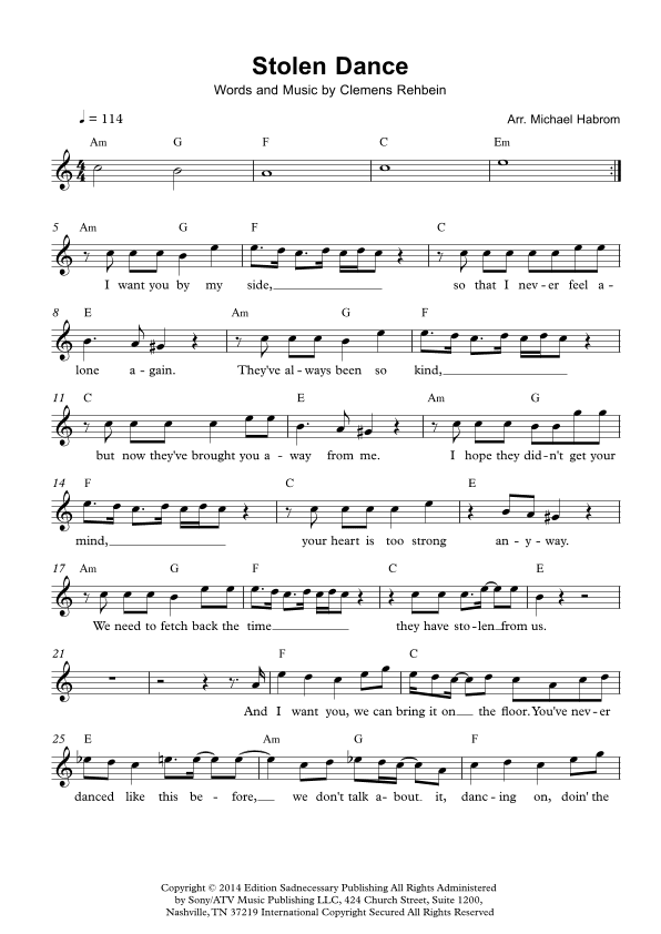 Stolen Dance (arr. Michael Habrom)