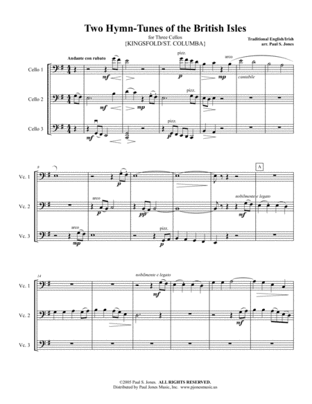 Two Hymn-Tunes of the British Isles (Cello Trio/Cello Choir) (arr. Paul S. Jones)