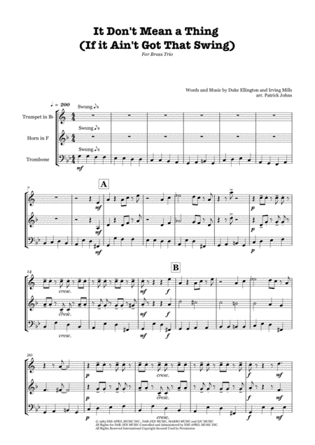 It Don't Mean A Thing (If It Ain't Got That Swing) (arr. Patrick Johns)
