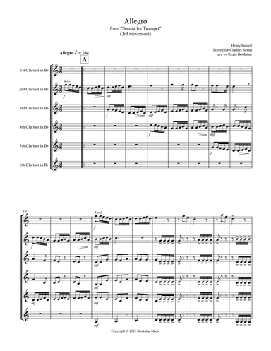Allegro (from "Sonata for Trumpet") (Bb) (Clarinet Sextet) (arr. Regis Bookshar)