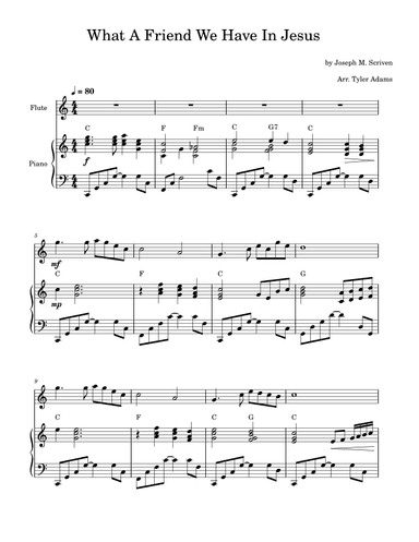 What A Friend We Have In Jesus (Flute Solo and Piano) (arr. Tyler Adams)