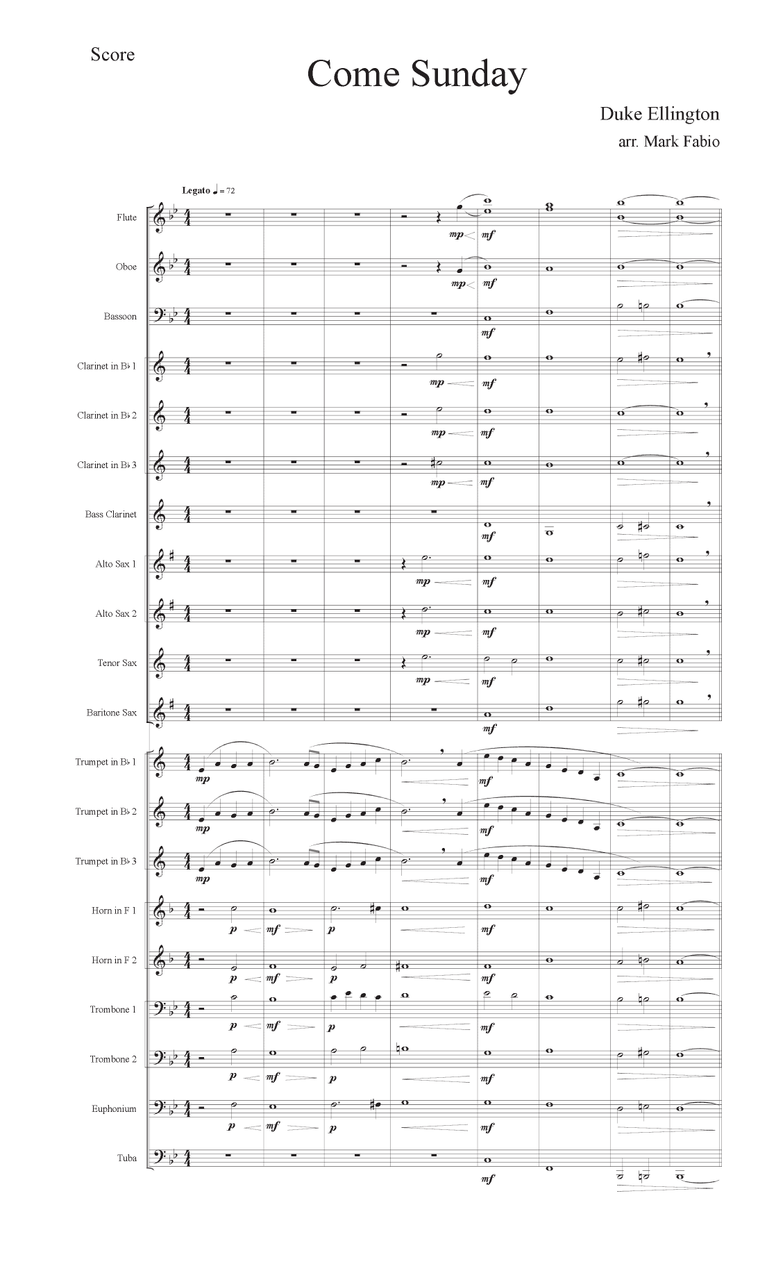 Come Sunday (arr. Mark Fabio)
