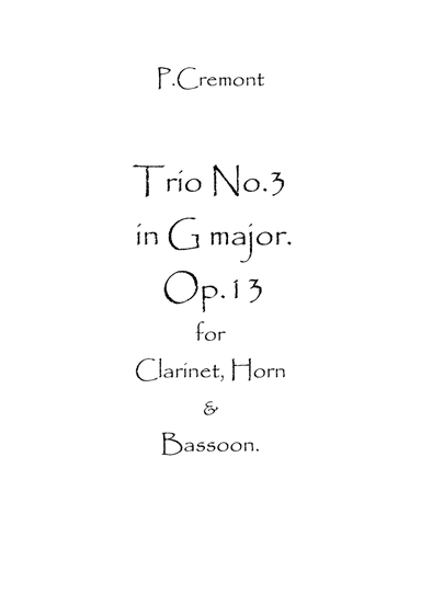 Trio No.3 In G maj. Op.13 (arr. Spence Bundy)