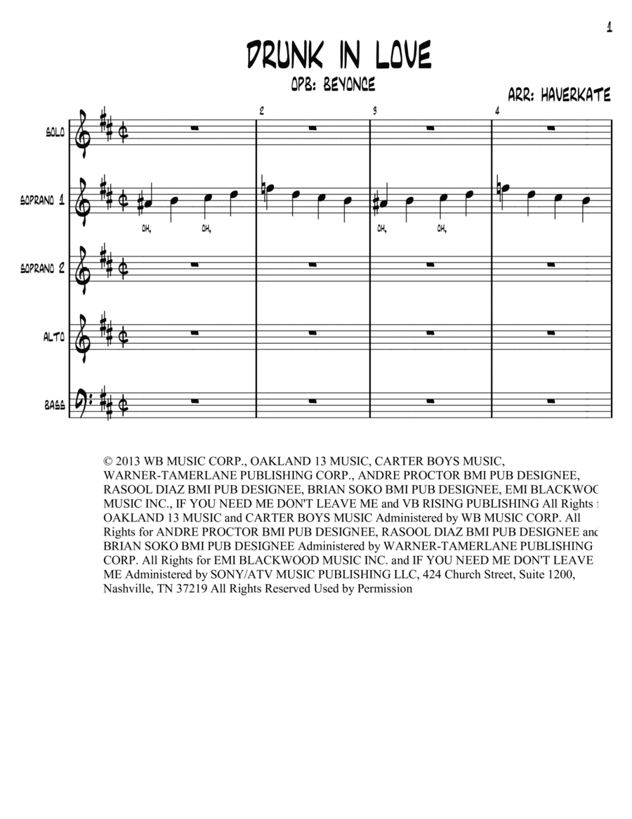 Drunk In Love (arr. Brian Haverkate)