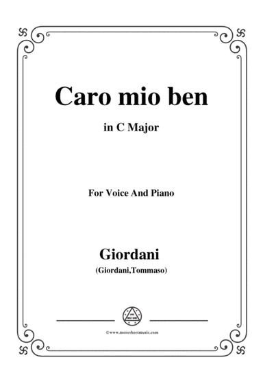 Giordani Tommaso-Caro mio ben,in C Major,for Voice and Piano (arr. MSM)
